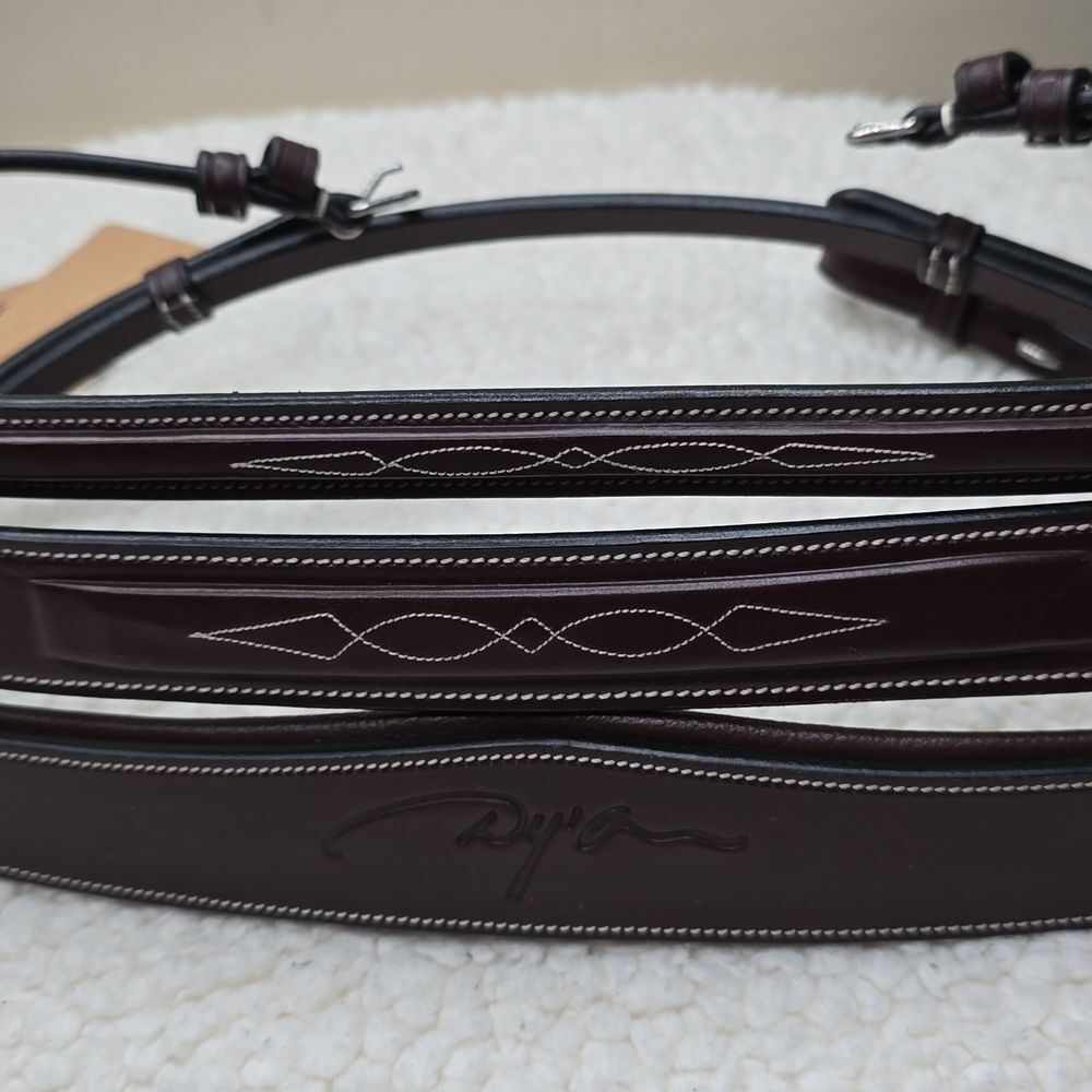 NWT Dy'on Fancy Stitched Cavesson Hunter Noseband Bridle In Brown - Picture 7 of 11